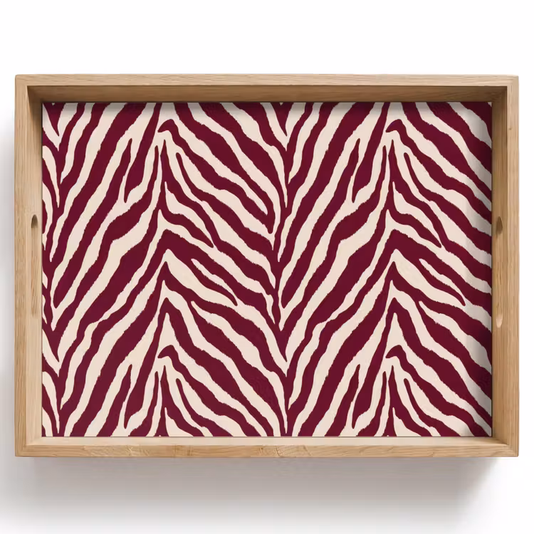 Zebra - Motief - Bordeaux - Rood Dienblad Rechthoek middel 911 -z3d_shopping