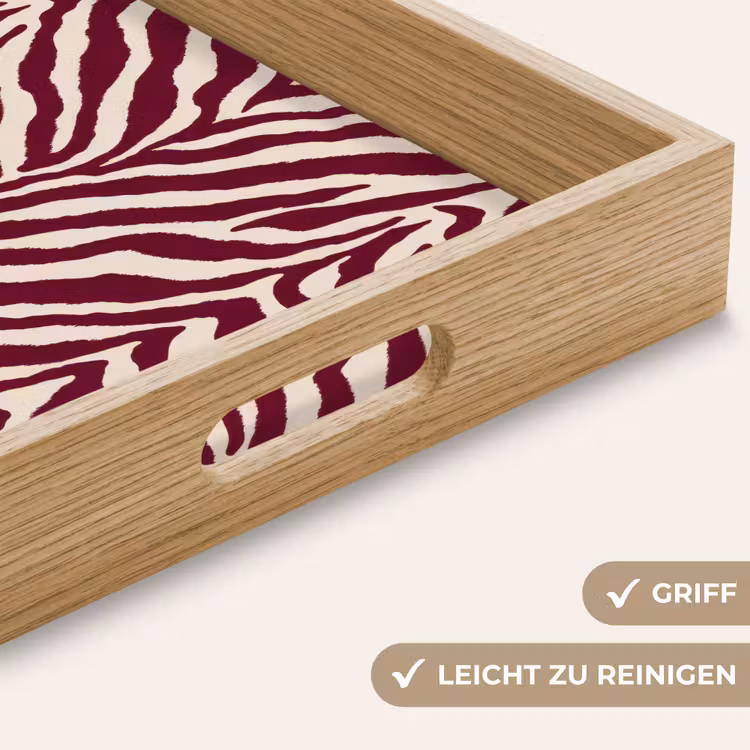 Zebra - Motief - Bordeaux - Rood Dienblad Rechthoek middel 911 -USP_HandgreepDE