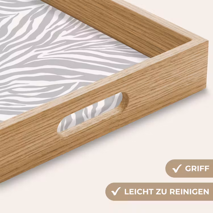 Zebra - Motief - Grijs Dienblad Rechthoek middel 911 -USP_HandgreepDE