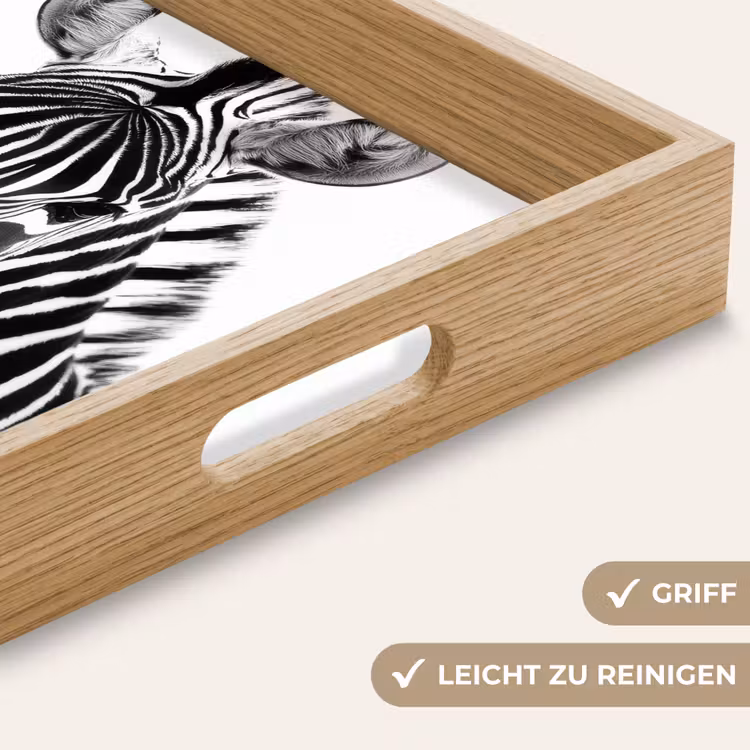 Zebra - Close-up - Zwart - Strepen Dienblad Rechthoek middel -USP_HandgreepDE