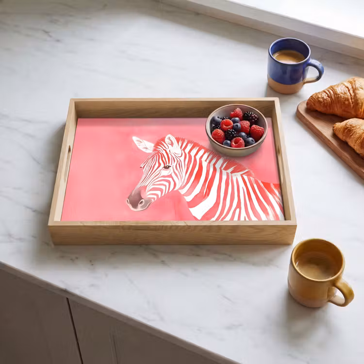 Zebra - Pink - Verf Dienblad Rechthoek middel -sfeer2