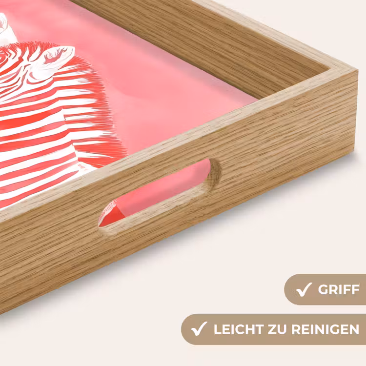 Zebra - Pink - Verf Dienblad Rechthoek middel -USP_HandgreepDE