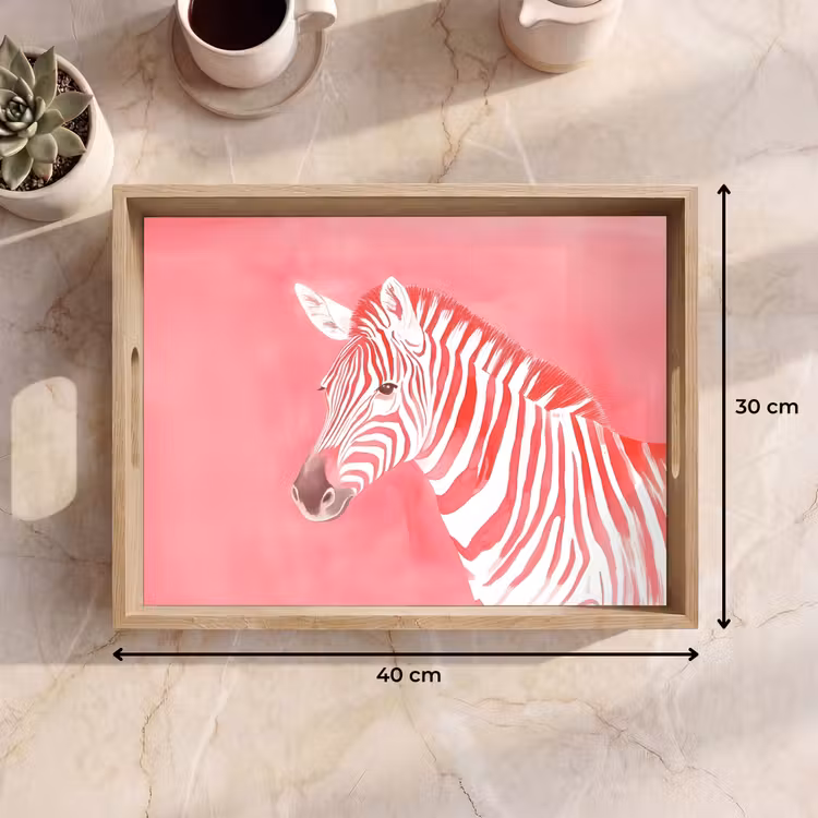 Zebra - Pink - Verf Dienblad Rechthoek middel -USP_Formaat