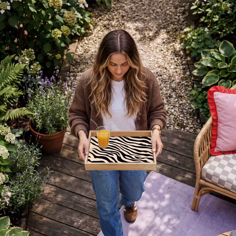 Zebraprint - Dynamisch - Roze Dienblad Rechthoek middel -sfeer5