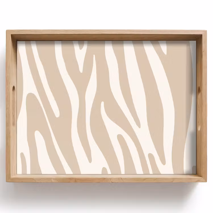 Zebraprint - Beige - Wit - Dierenprint Dienblad Rechthoek middel -z3d_shopping