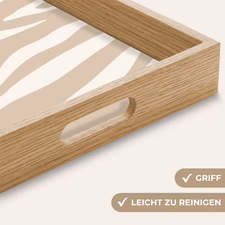 Zebraprint - Beige - Wit - Dierenprint Dienblad Rechthoek middel -USP_HandgreepDE