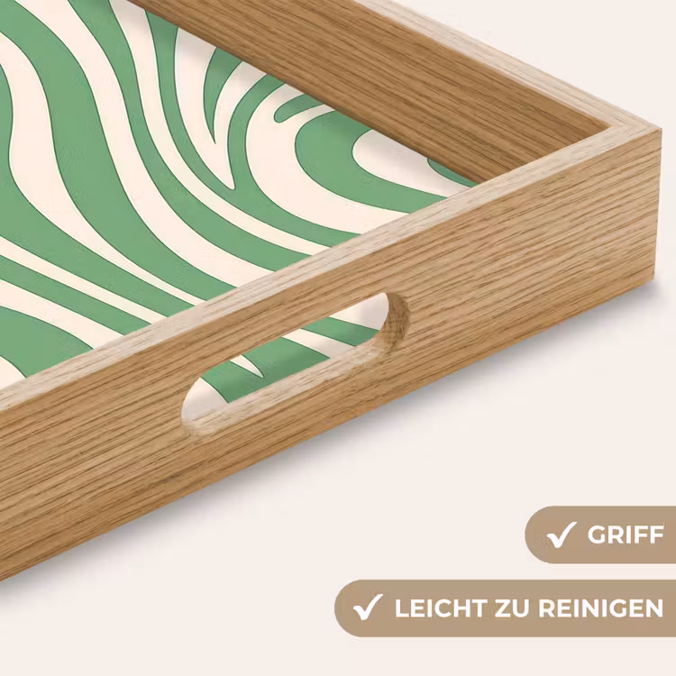 Zebrapatroon - Groen - Retro Dienblad Rechthoek middel -USP_HandgreepDE
