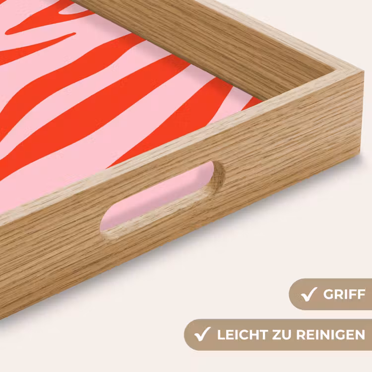 Zebraprint - Roze - Rood - Dierenprint Dienblad Rechthoek middel -USP_HandgreepDE
