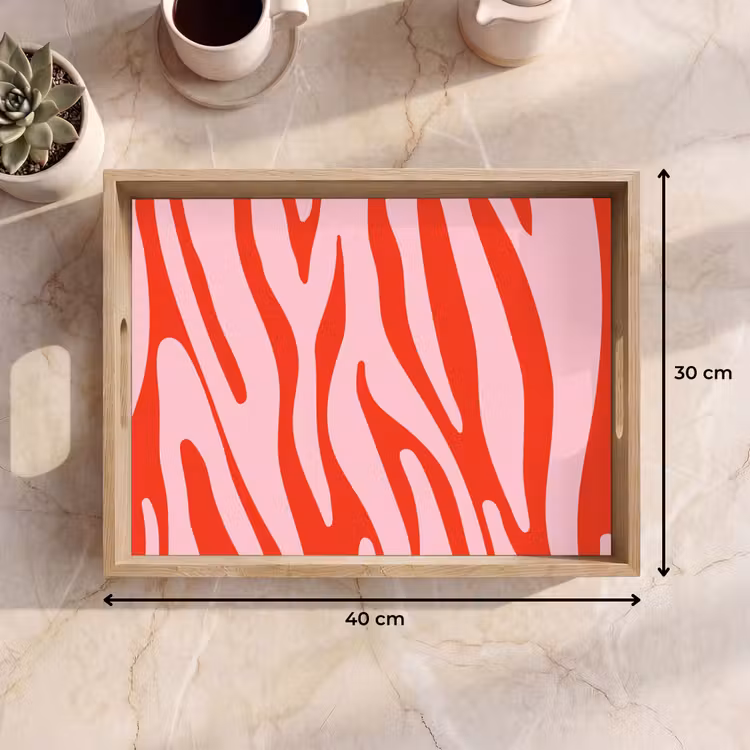 Zebraprint - Roze - Rood - Dierenprint Dienblad Rechthoek middel -USP_Formaat