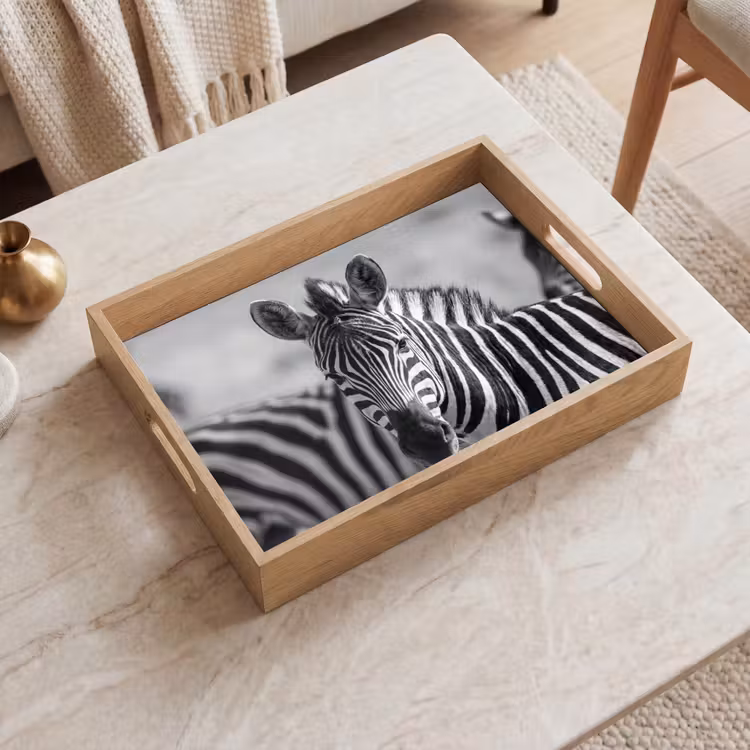 Zebra's - Zwart - Wit Dienblad Rechthoek middel -sfeer1