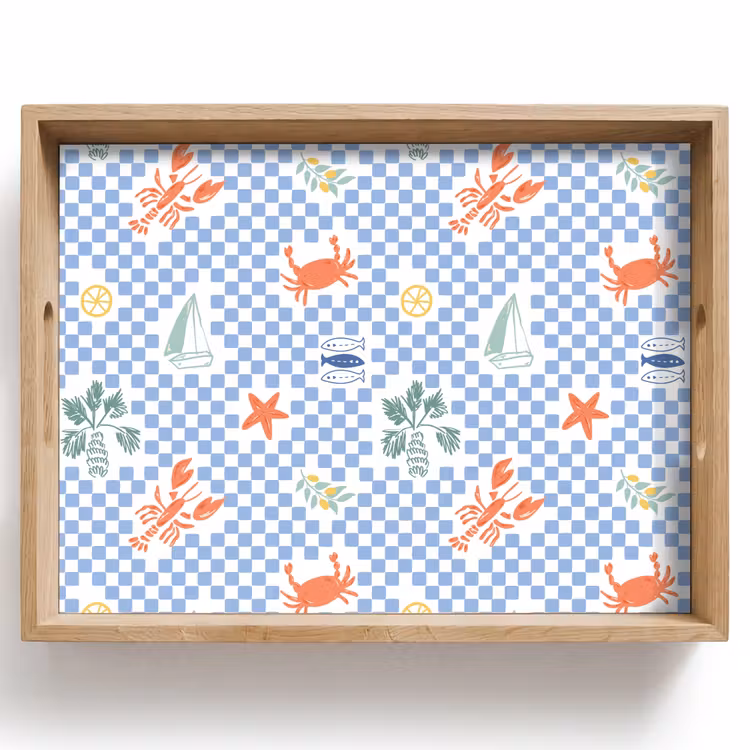 Zee - Patroon - Zeilboot - Blauw Dienblad Rechthoek middel 911 -z3d_shopping