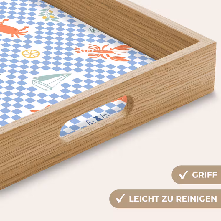 Zee - Patroon - Zeilboot - Blauw Dienblad Rechthoek middel 911 -USP_HandgreepDE
