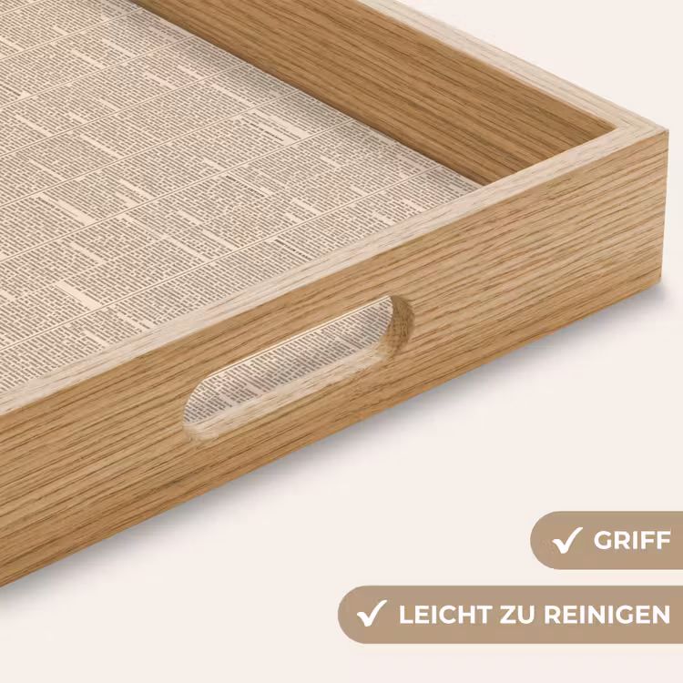 Krant - Nieuws - Historisch - Vintage - Beige Dienblad Rechthoek middel -USP_HandgreepDE