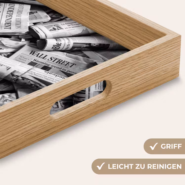 Krant - Stapel - Nieuws - Zwart-wit Dienblad Rechthoek middel -USP_HandgreepDE