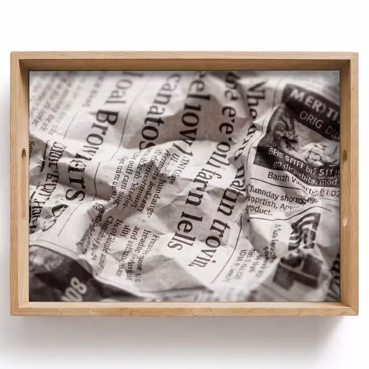 Krant - Gekreukeld - Textuur - Vintage - Zwart-wit Dienblad Rechthoek middel -z3d_shopping