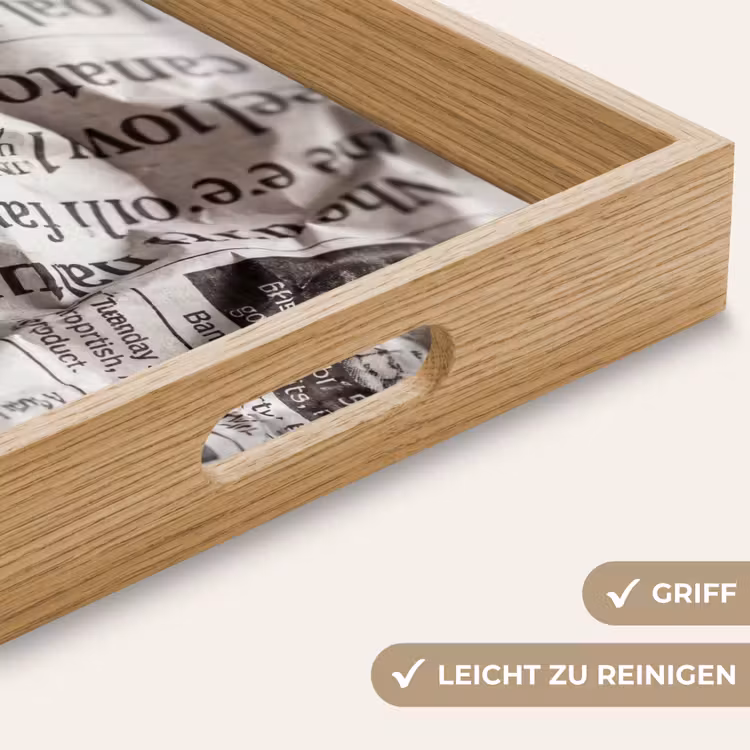Krant - Gekreukeld - Textuur - Vintage - Zwart-wit Dienblad Rechthoek middel -USP_HandgreepDE