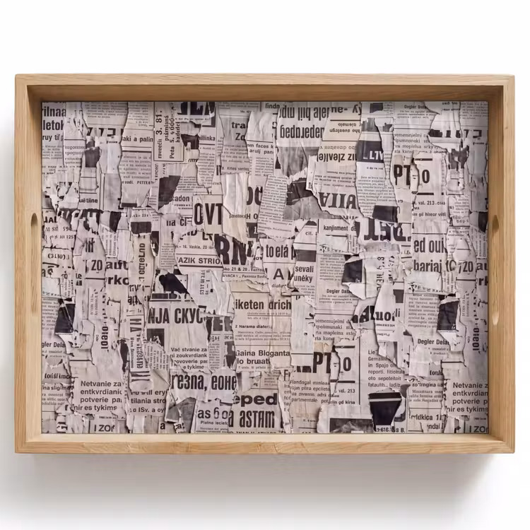 Krant - Gescheurd - Textuur - Abstract - Zwart-wit Dienblad Rechthoek middel -z3d_shopping