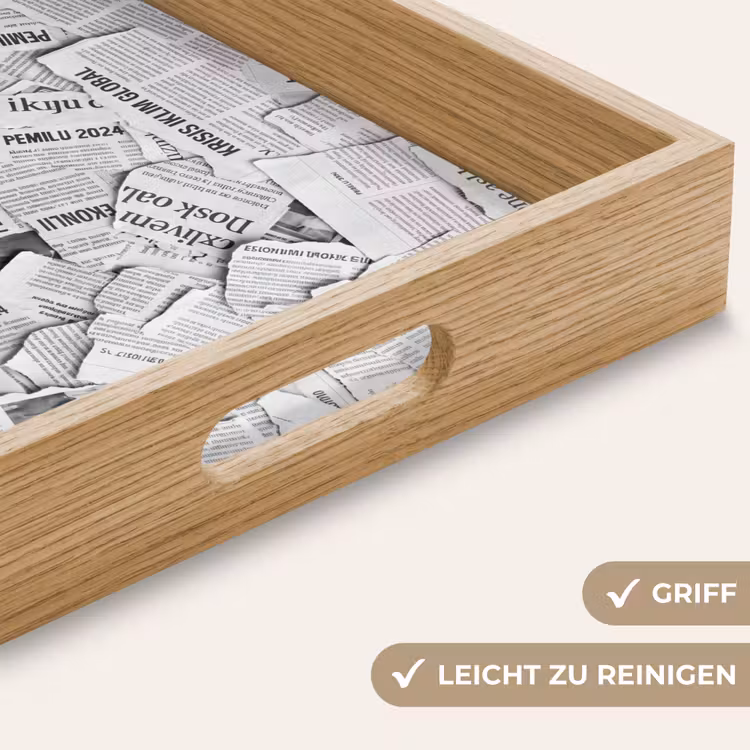 Krant - Versnipperd - Textuur - Zwart-wit - Abstract Dienblad Rechthoek middel -USP_HandgreepDE