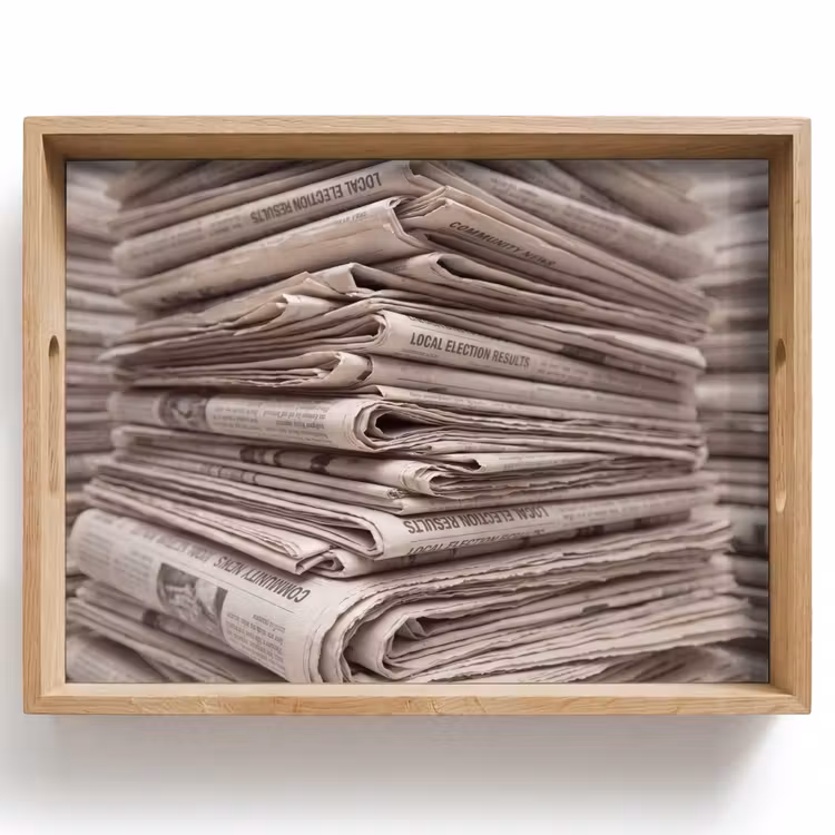 Kranten - Stapel - Nieuws - Vintage - Beige Dienblad Rechthoek middel -z3d_shopping