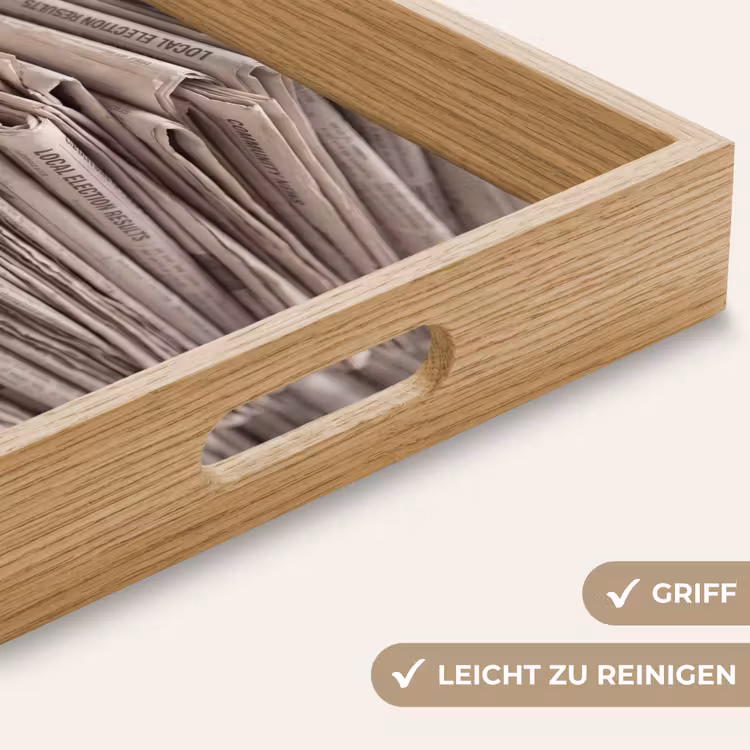 Kranten - Stapel - Nieuws - Vintage - Beige Dienblad Rechthoek middel -USP_HandgreepDE