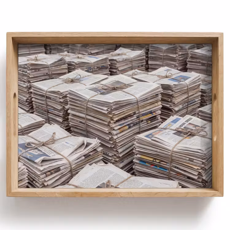 Kranten - Stapels - Touw - Informatie - Vintage Dienblad Rechthoek middel -z3d_shopping