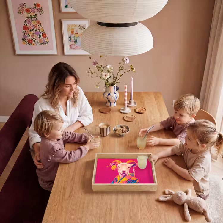 Geit - Hoorns - Kimono - Kleurrijk Dienblad Rechthoek middel -sfeer4