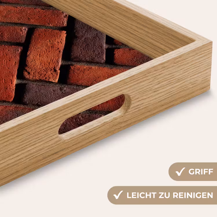 Bakstenen - Visgraat - Structuur - Roodbruin Dienblad Rechthoek middel 911 -USP_HandgreepDE