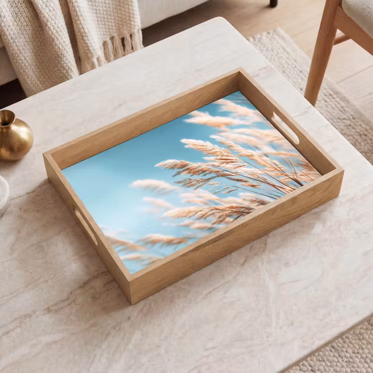 Siergras - Wind - Lichtbruin Dienblad Rechthoek middel -sfeer1