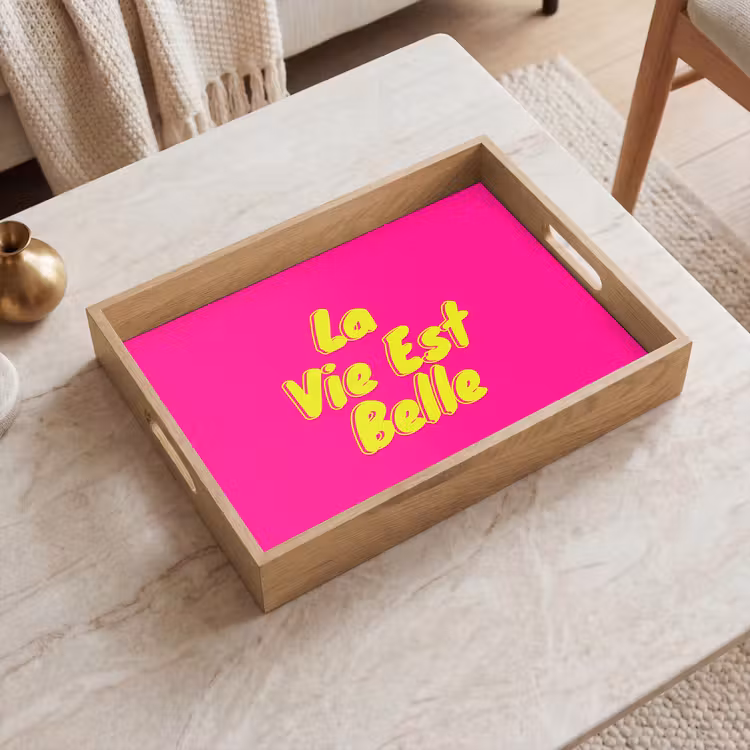 Quote - Retro - Roze Dienblad Rechthoek middel -sfeer1