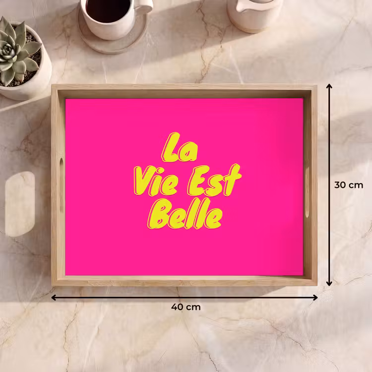 Quote - Retro - Roze Dienblad Rechthoek middel -USP_Formaat