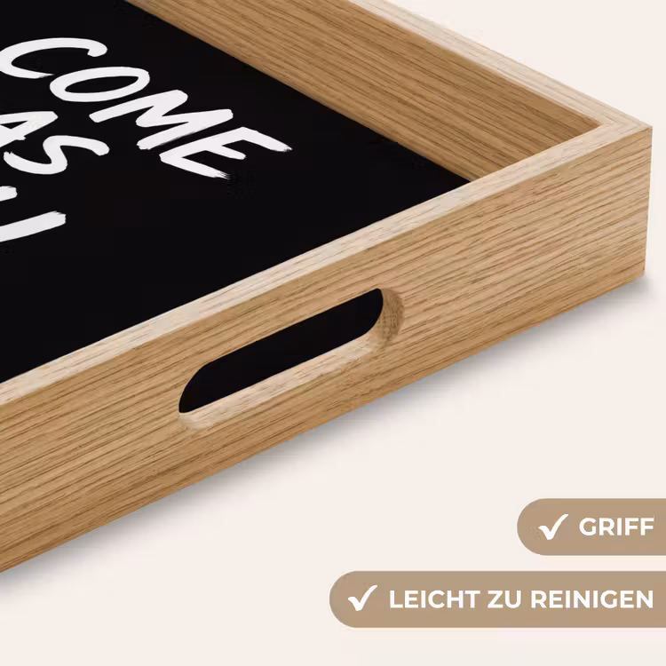 Quote - Zwart - Simpel Dienblad Rechthoek middel -USP_HandgreepDE
