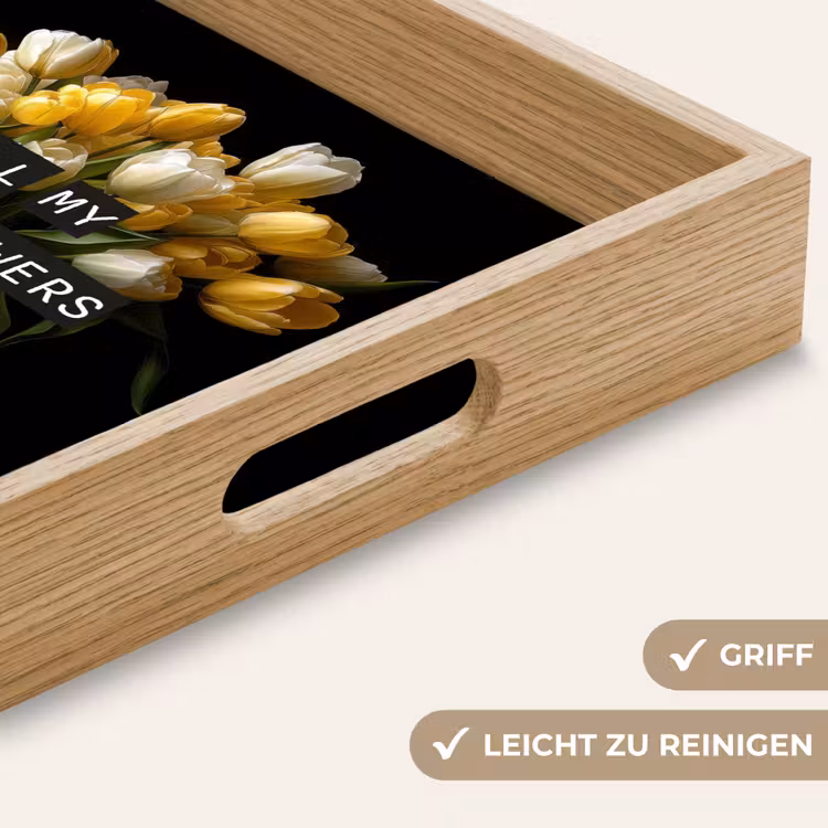 Quotes - Bloem - Tulp - Geel Dienblad Rechthoek middel -USP_HandgreepDE