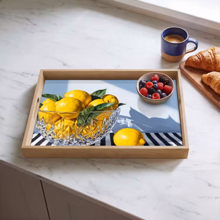 Tablett - Zitronen – Obst – Gelb - Citroenen - Fruit - Geel Dienblad Rechthoek middel