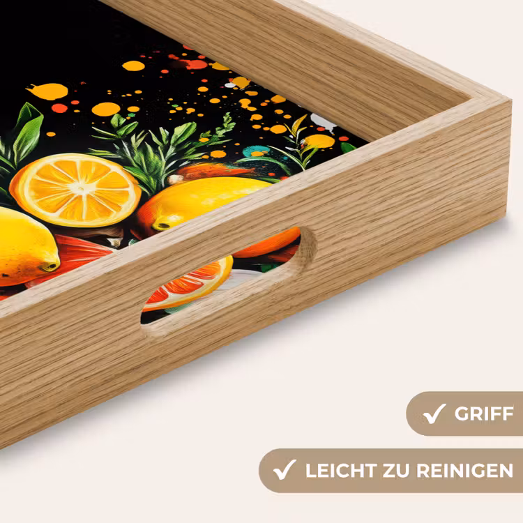 Citroenen - Zwart - Kruiden - Graffiti - Verf Dienblad Rechthoek middel -USP_HandgreepDE