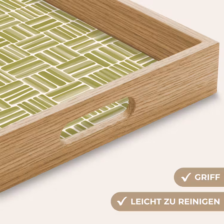 Vlecht - Patroon - Groen Dienblad Rechthoek middel 911 -USP_HandgreepDE