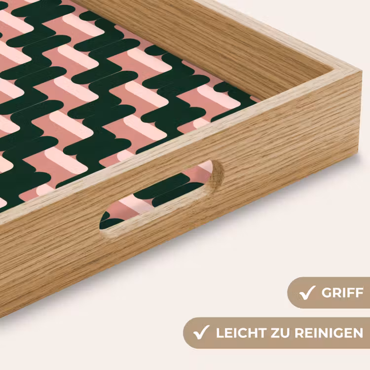 Vlechtpatroon - Groen - Roze - Geometrisch Dienblad Rechthoek middel 911 -USP_HandgreepDE
