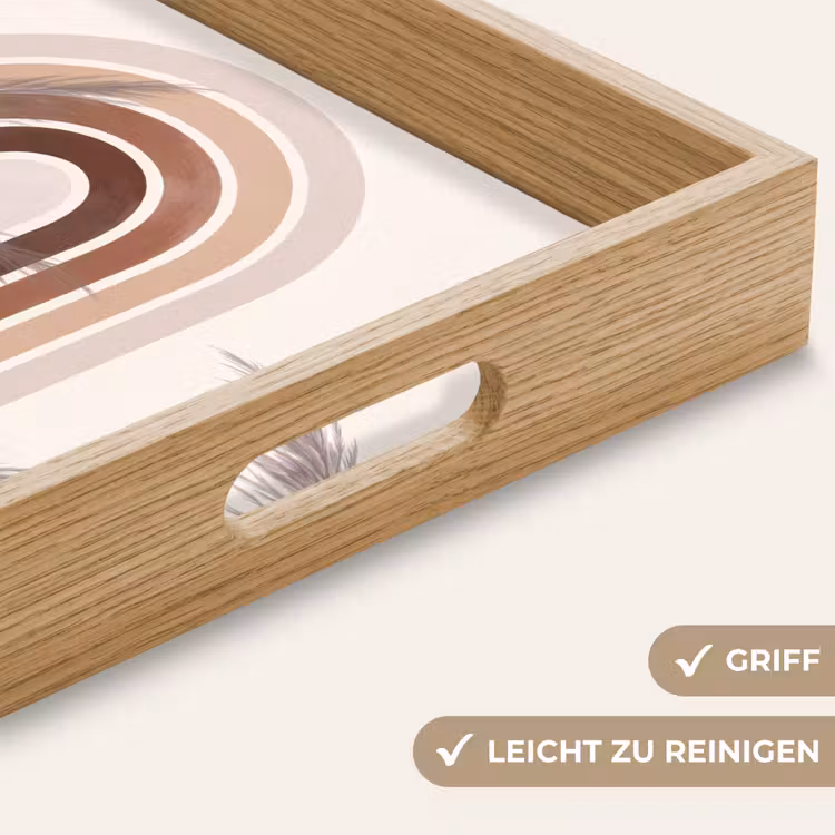 Abstract - Bogen - Plant - Boho - Beige Dienblad Rechthoek middel -USP_HandgreepDE