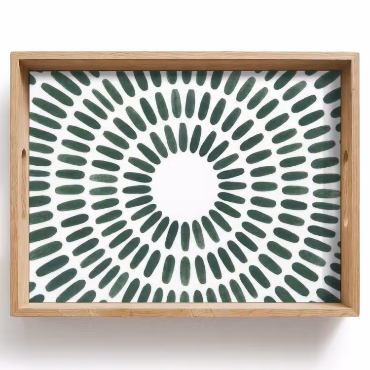 Abstract - Cirkel - Patroon - Modern - Groen Dienblad Rechthoek middel -z3d_shopping