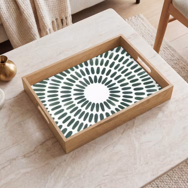 Abstract - Cirkel - Patroon - Modern - Groen Dienblad Rechthoek middel -sfeer1