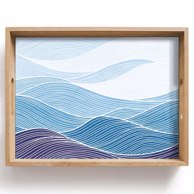 Abstract - Golven - Patroon - Blauw - Modern Dienblad Rechthoek middel -z3d_shopping