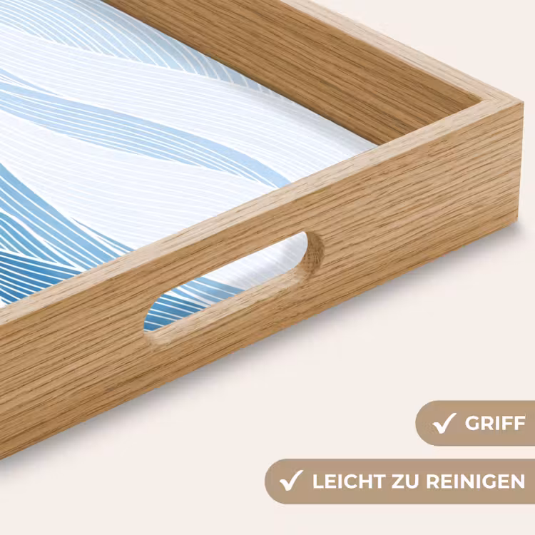 Abstract - Golven - Patroon - Blauw - Modern Dienblad Rechthoek middel -USP_HandgreepDE