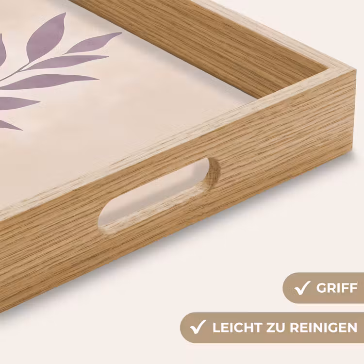 Tak - Bladeren - Minimalistisch - Beige Dienblad Rechthoek middel -USP_HandgreepDE