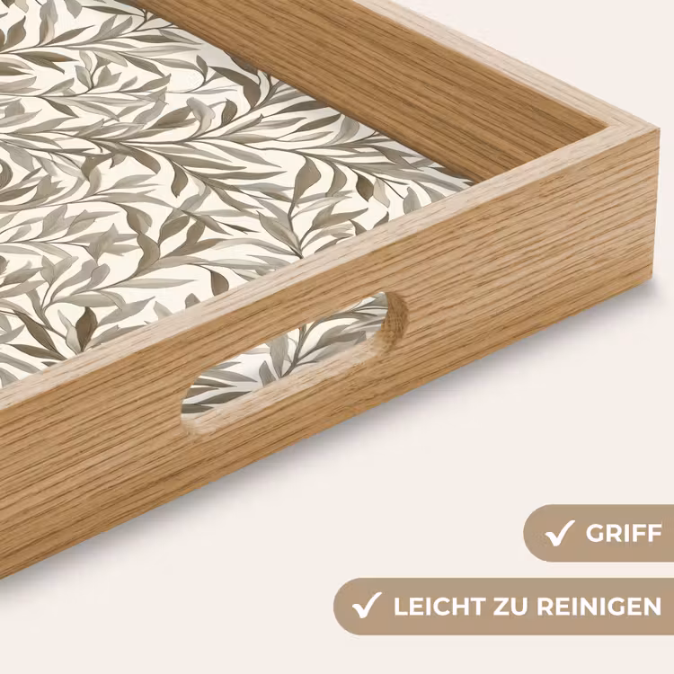 Takken - Botanisch - Taupe Dienblad Rechthoek middel 911 -USP_HandgreepDE