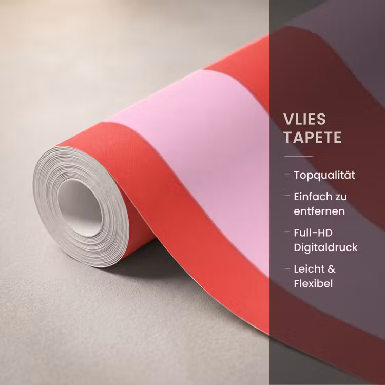 A Little Break - Strepen - Rood - Roze Behang Vlies klein -USP_closeupDE