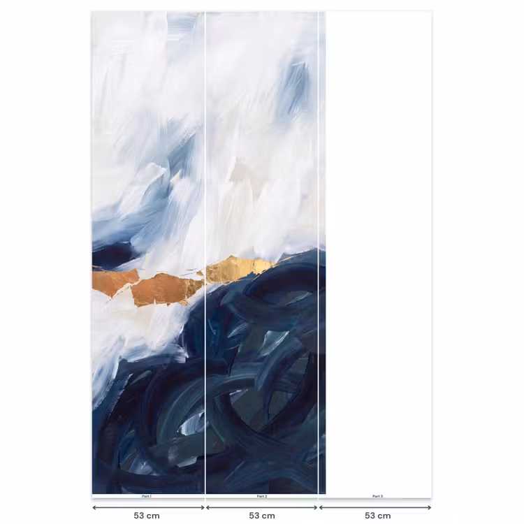 Abstract - Acryl - Blauw - Goud - Elegant Behang Vlies klein -USP_banen