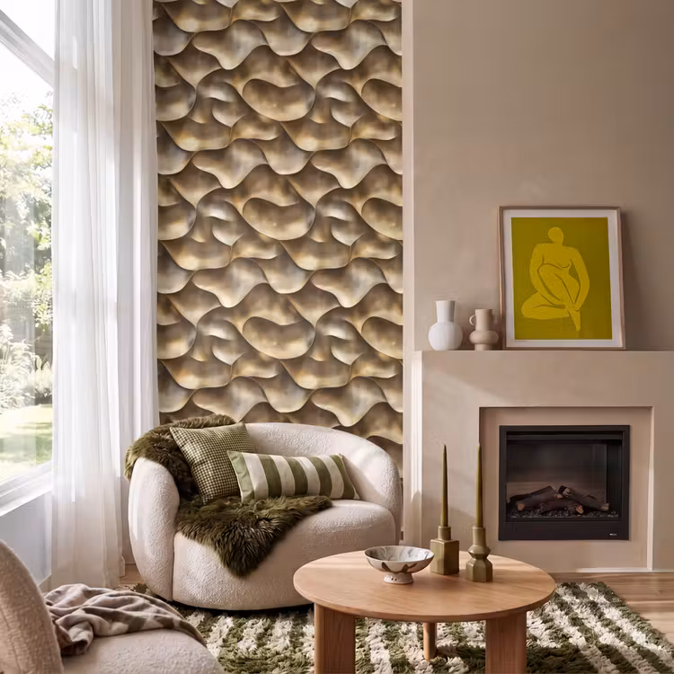 Abstract - Antiek - Goud Behang Vlies klein 1076 -sfeer2