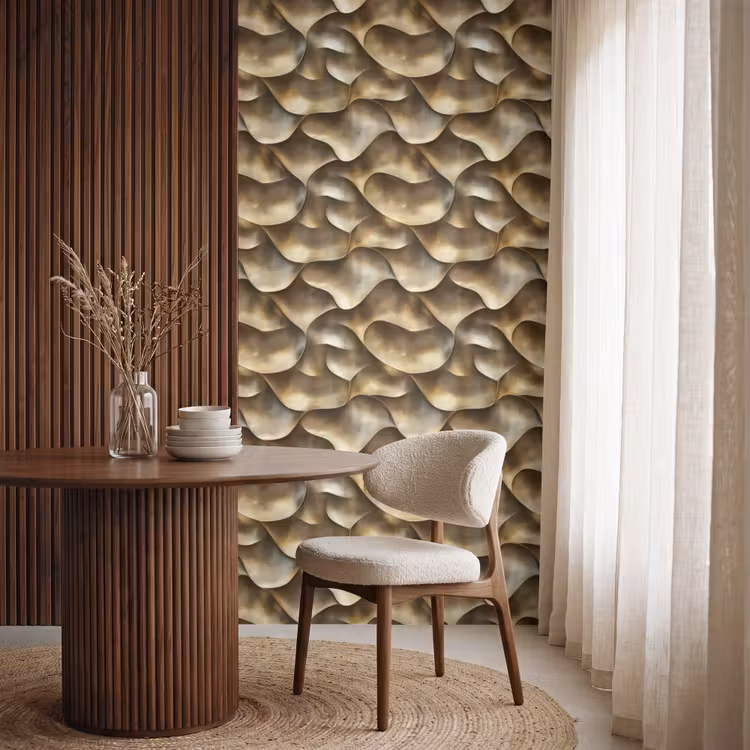 Abstract - Antiek - Goud Behang Vlies klein 1076 -sfeer1