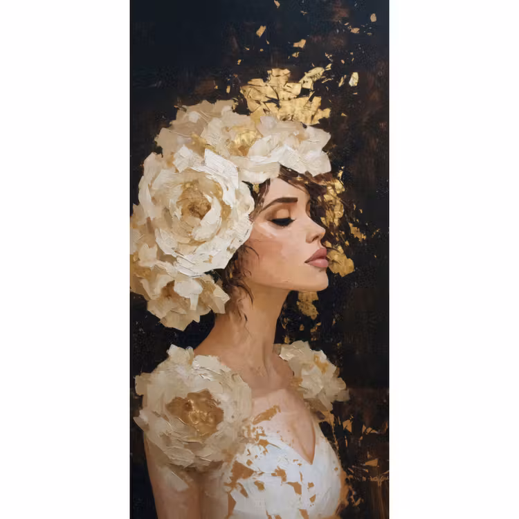 Abstract - Vrouw - Bloemen - Wit Behang Vlies klein -3d_website