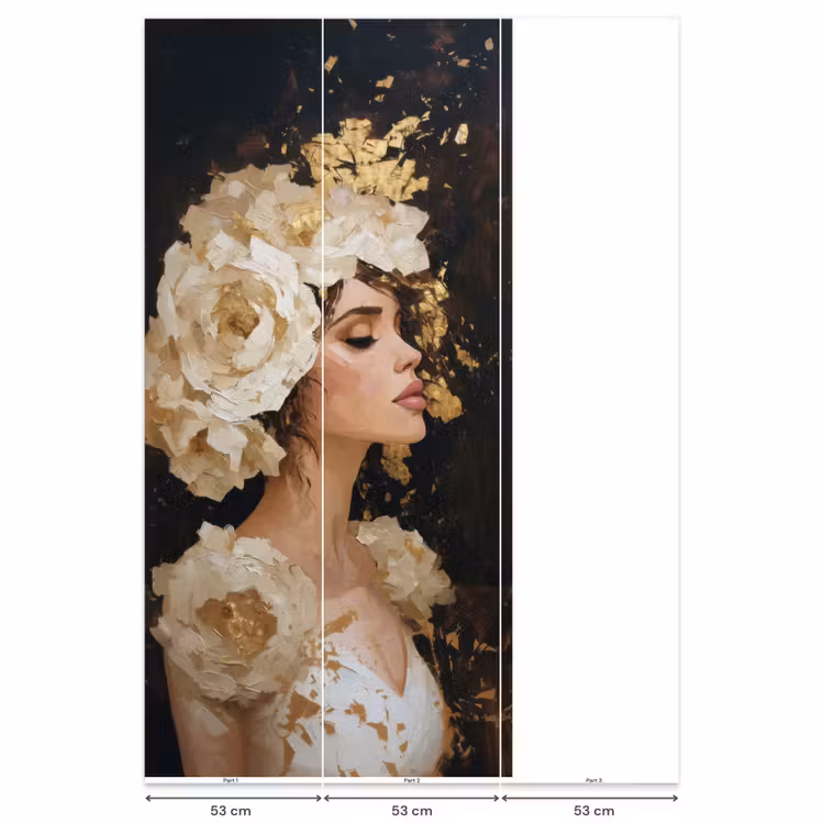 Abstract - Vrouw - Bloemen - Wit Behang Vlies klein -USP_banen