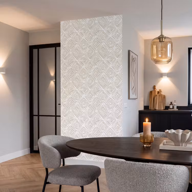 Abstract - Ruit - Beige Behang Vlies klein 1076 -sfeer3